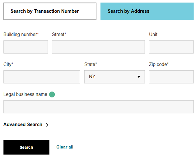 A screenshot of the Search by Address form.